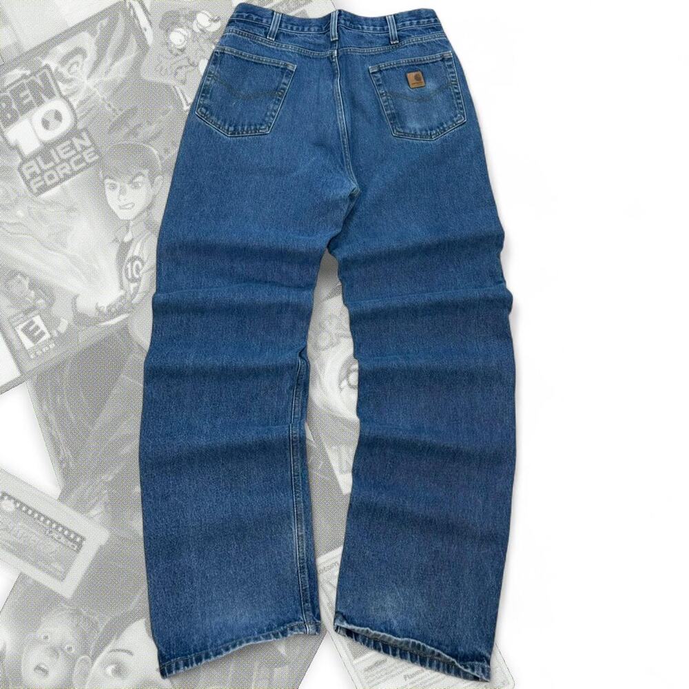 Vintage Leather Tab Blue Denim Baggy Carhartt Relaxed Fit Work Jeans